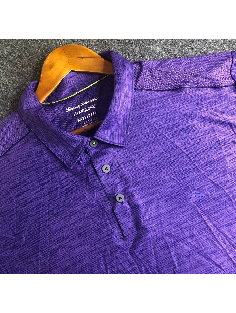 Tommy Bahama Polo Shirt Mens 3XL Purple IslandZone Golf Marlin Logo Stretch